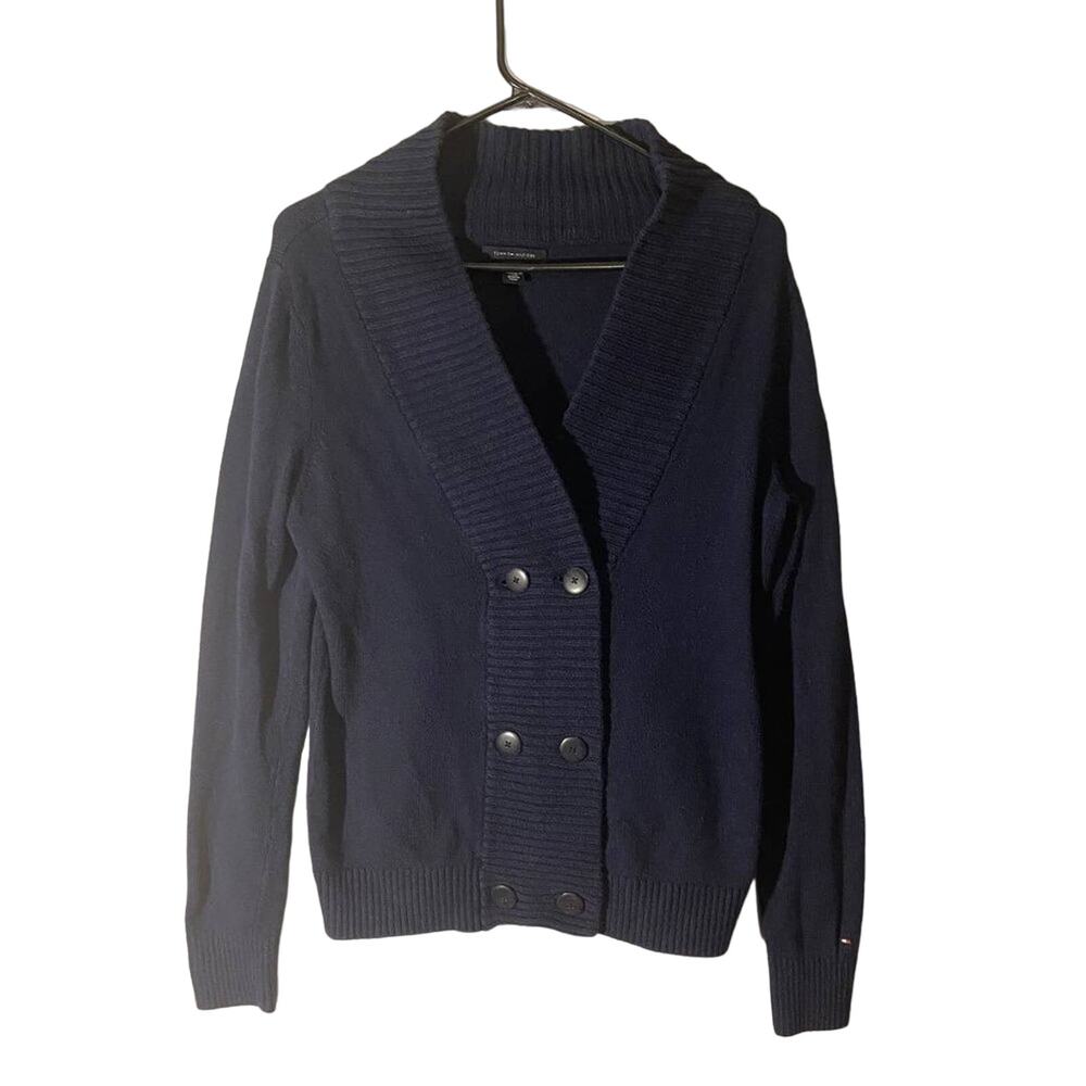 Tommy Hilfiger Blue Preppy Button Front Knit Sweater Cardigan Women’s Medium